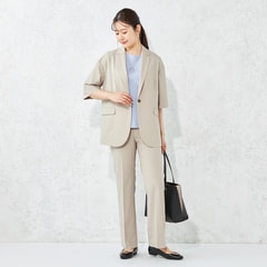 ≪Oggi8月号掲載≫ リランチェストレッチ ベージュ 半袖シャツ