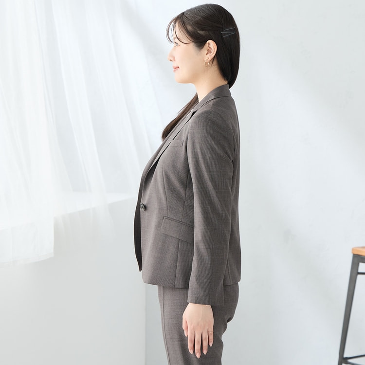 洗えるキレイスーツ 360°キレイ テーラードジャケット 茶 セットアップ上下 ≪Oggi.jp8月掲載≫ 洗える360°キレイスーツ 茶 テーラード