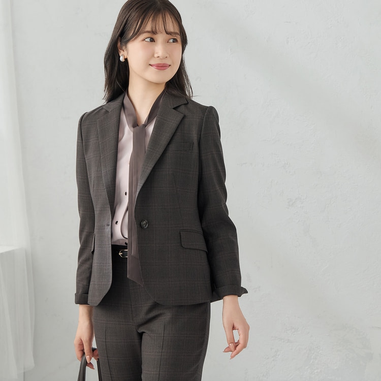 洗える360°キレイスーツ 茶 テーラードジャケット セットアップ 洗える360°キレイスーツ 茶 テーラードジャケット セットアップ