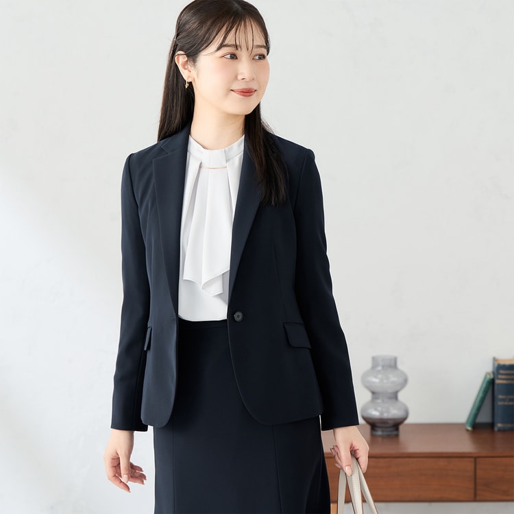 Alexdelora Design セットアップ パウダリーストレッチ 紺 テーラードジャケット セットアップ