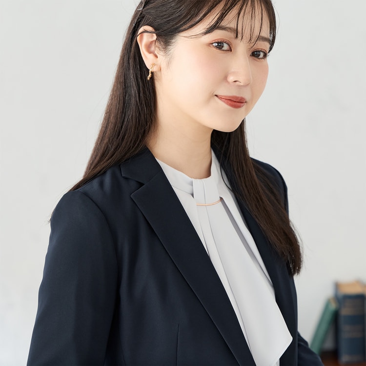 パウダリーストレッチ 紺 テーラードジャケット セットアップ