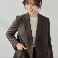 ジャケットセットアップ ダブル ブラウンチェック ≪Oggi.jp9月掲載≫ TRストレッチ ダブルジャケット ブラウン