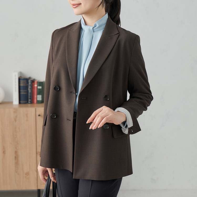 ≪Oggi.jp9月掲載≫ TRストレッチ ダブルジャケット ブラウン