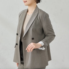 TRストレッチ ダブルジャケット ベージュ千鳥格子 セットアップ着用可