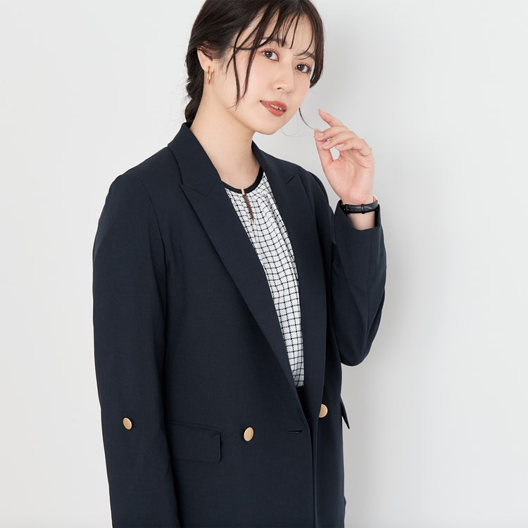 リランチェストレッチ ダブルジャケット 紺 セットアップ着用可