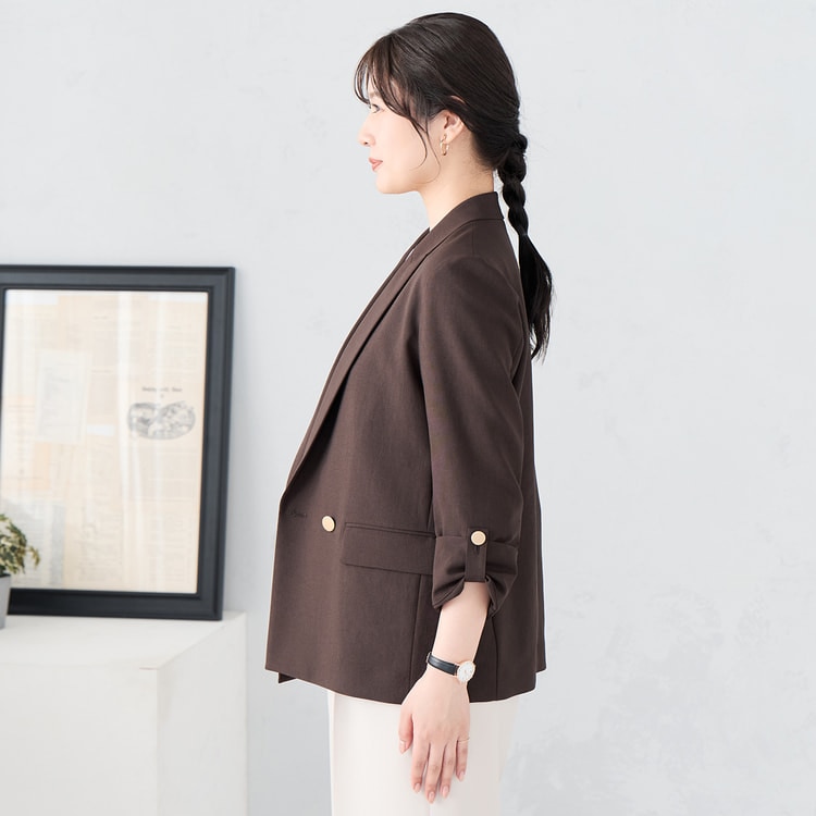 【新品未使用】スタイルデリ ダブルジャケット PTセットアップ パウダリーストレッチ紺 ダブルブレストジャケット セットアップ