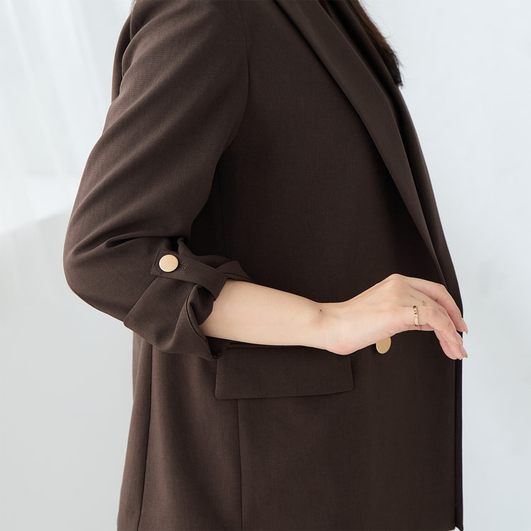 リランチェストレッチ ダブルジャケット 茶 セットアップ着用可