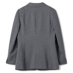 ウールライクツイード調 テーラードジャケット グレーヘリンボーン