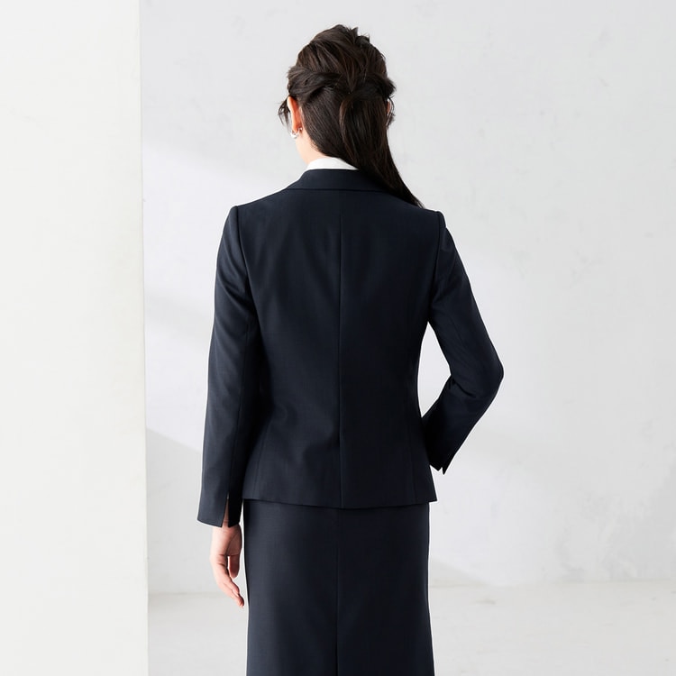 洗える360°キレイスーツ テーラードジャケット 紺無地調 セットアップ