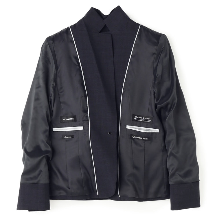 洗える360°キレイスーツ テーラードジャケット 紺チェック