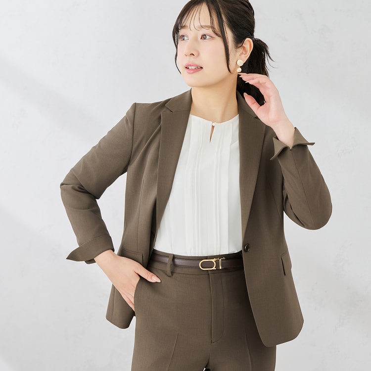 トラベルスマートテーラードジャケット｜洗える・超防しわ｜茶無地調