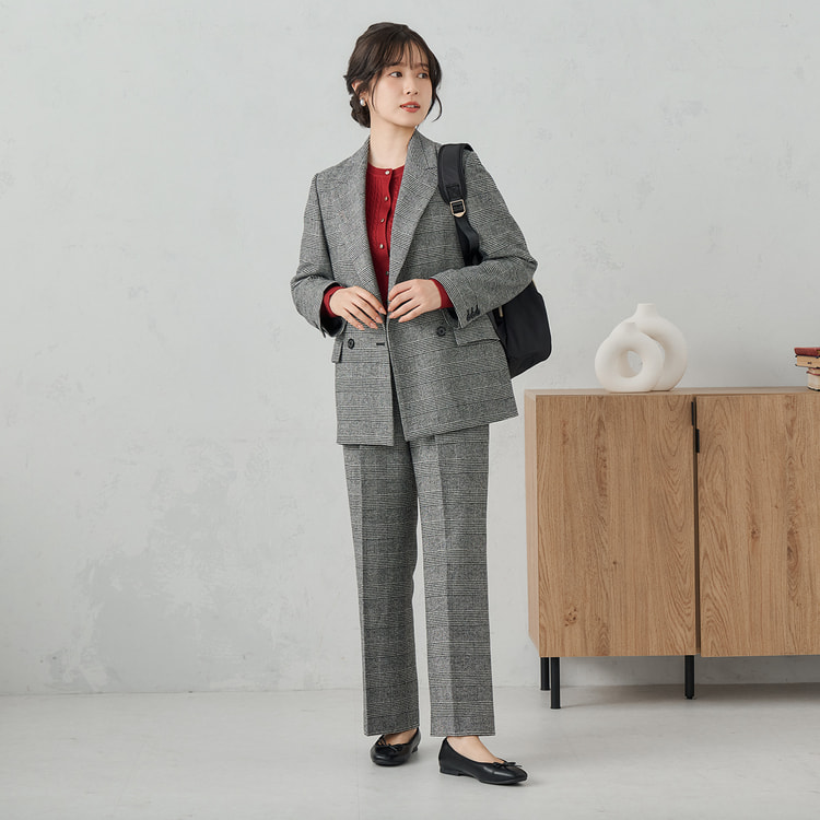 ≪Oggi12月号掲載≫ ジャコットダブルジャケット 白黒グレンチェック