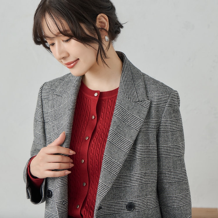 ≪Oggi12月号掲載≫ ジャコットダブルジャケット 白黒グレンチェック