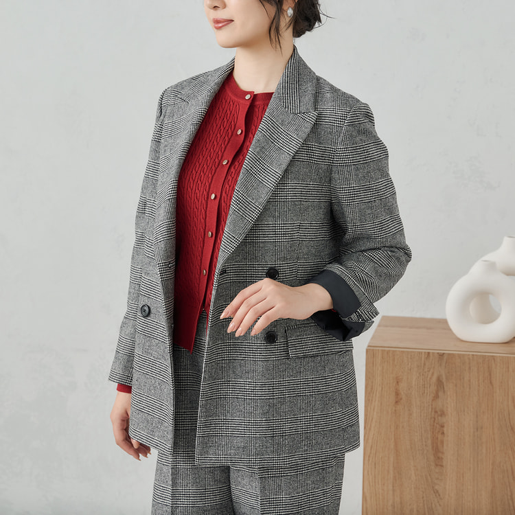 ≪Oggi12月号掲載≫ ジャコットダブルジャケット 白黒グレンチェック