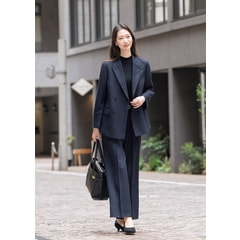 ジャコットダブルジャケット 紺ストライプ セットアップ着用可【AOKI