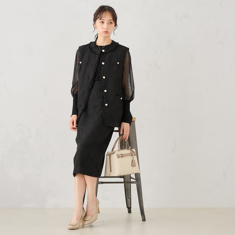特価】【特価】【WEB限定商品】黒ツイードジレ セットアップ着用 特価】【特価】【WEB限定商品】黒ツイードジレ セットアップ着用