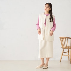 美品♡ella selectshop♡ビッグカラーツイードジレ ホワイト 美品♡ella selectshop♡ビッグカラーツイードジレ ホワイト