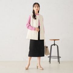 美品♡ella selectshop♡ビッグカラーツイードジレ ホワイト
