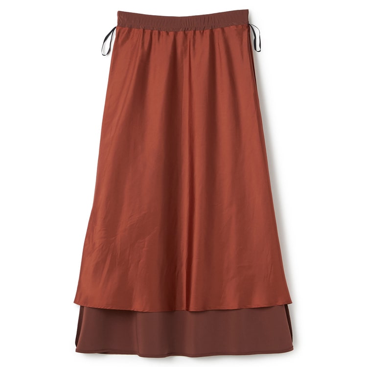 ヴィンテージ　ロングスカート　ゴールド ハイウエストサテンナロースカート(ロングスカート)｜スカート