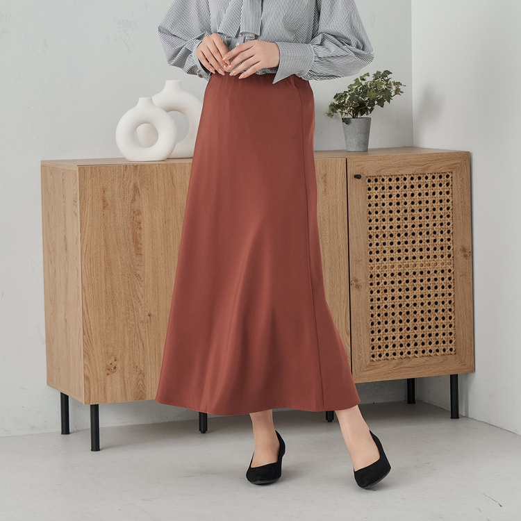 ≪Oggi.jp9月掲載≫ ビンテージサテンロングスカート ワイン