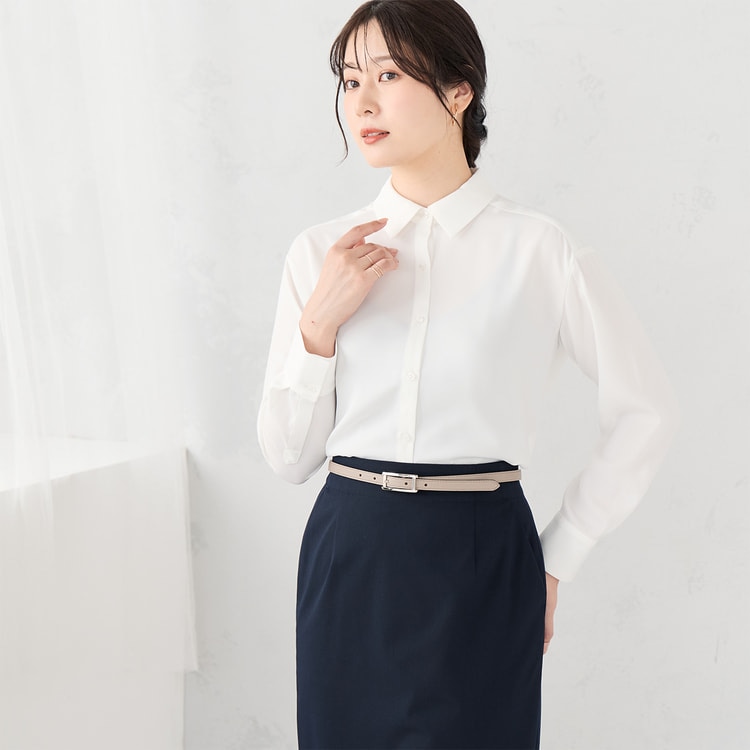 ライトストレッチ ロングタイトスカート 紺 セットアップ着用可【AOKI
