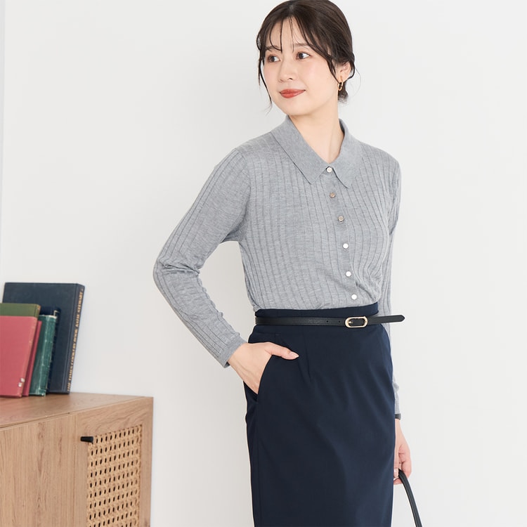 ≪Oggi.jp8月掲載≫ ライトストレッチ ロングタイトスカート 紺