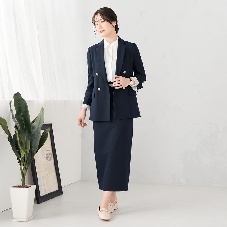 ≪Oggi.jp8月掲載≫ ライトストレッチ ロングタイトスカート 紺