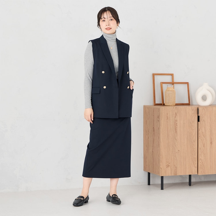 ≪Oggi.jp8月掲載≫ ライトストレッチ ロングタイトスカート 紺