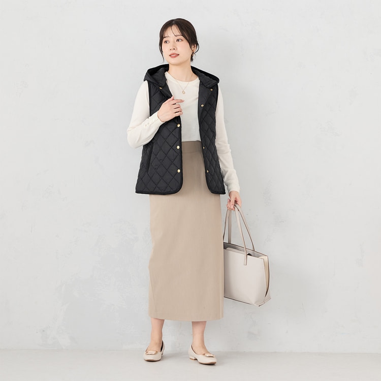 現行品☆完売☆ WASHED TUCK スカート　ベージュ ≪Oggi.jp8月掲載≫ ライトストレッチ ロングタイトスカート
