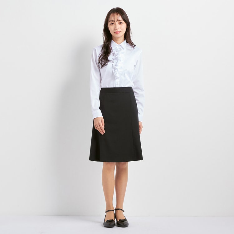 アウトレット】黒シャドーストライプ フレアスカート セットアップ着用