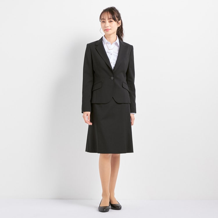 アウトレット】黒シャドーストライプ フレアスカート セットアップ着用