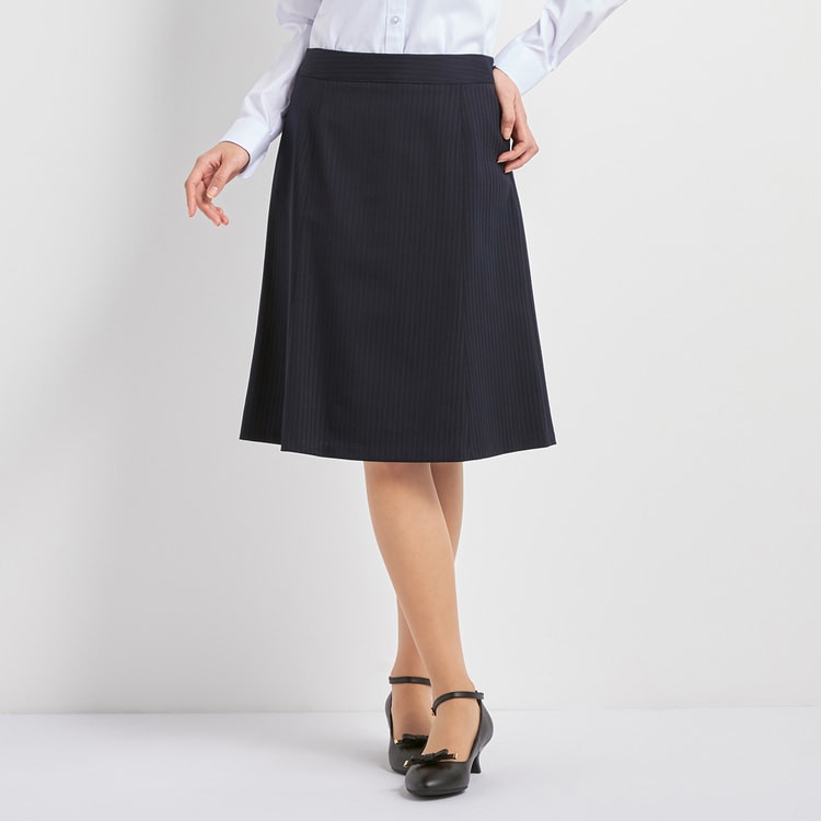 今田美桜さん着用商品】CanCamコラボ 紺ストライプ フレアスカート