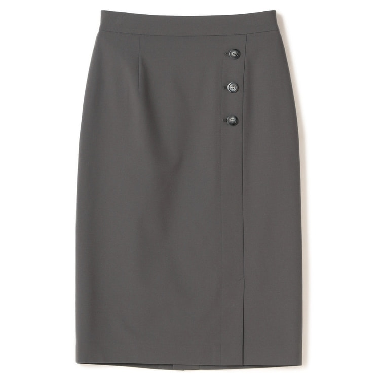 アウトレット】T/Rストレッチ ラップ風タイトスカート グレー