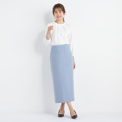 LORETA クロップ丈トップス&ペンシルスカート 上下セット blue 特価】【WEB限定価格】Oggiコラボ ロングタイトスカート ブルー