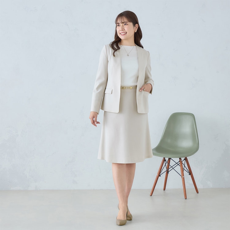 Oggiコラボ パウダリーツイル フレアスカート アイボリー