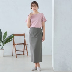 Oggiコラボ 2Wayストレッチツイル ロングタイトスカート チャコールグレー セットアップ着用可