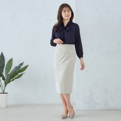 Oggiコラボ 2Wayストレッチツイル タイトスカート オフホワイト