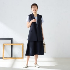 360°キレイ 2Wayストレッチ セミフレアスカート 紺 セットアップ着用可