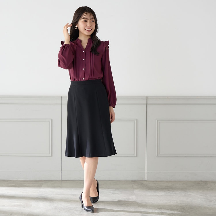 ≪MERY11月・Oggi10月号掲載≫ パウダリーストレッチ黒 フレア