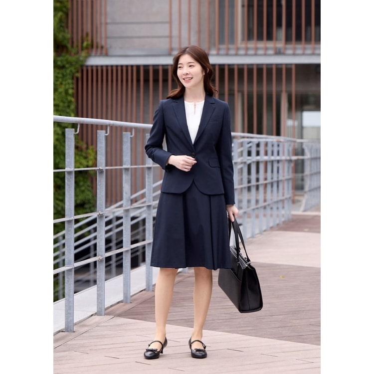 360°キレイ 紺無地調タックフレアスカート セットアップ着用可【AOKI