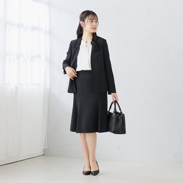 パウダリーストレッチ黒 フレアスカート セットアップ着用可