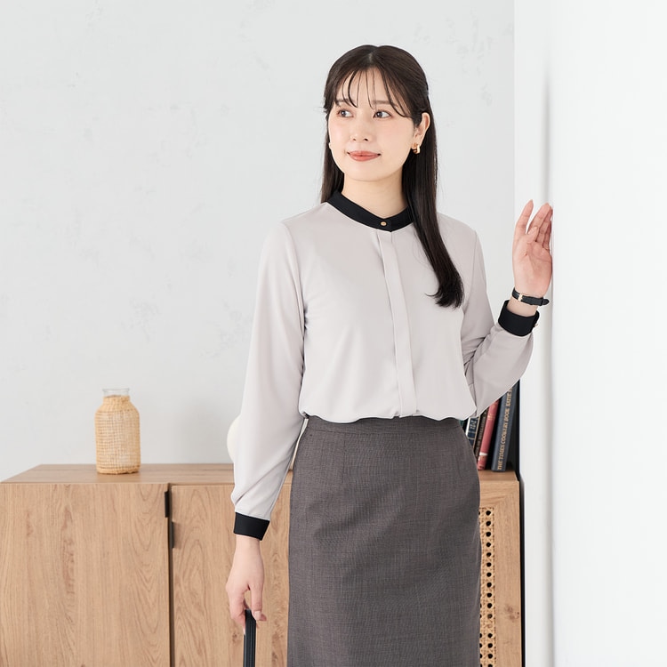 洗える360°キレイスーツ 茶 タイトスカート セットアップ着用可