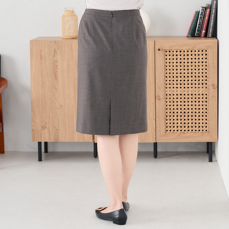 洗える360°キレイスーツ 茶 タイトスカート セットアップ着用可