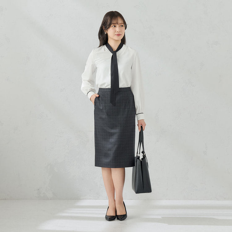 360°キレイスーツ ハイクオリティウール タイトスカート グレー