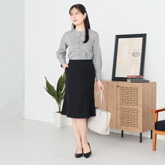 パウダリーストレッチ 黒 フレアスカート セットアップ着用可【AOKI