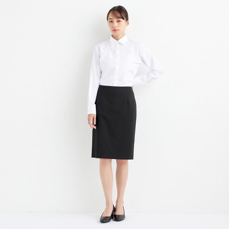 ビジネスから就活まで】洗える ストレッチ 黒無地タイトスカート