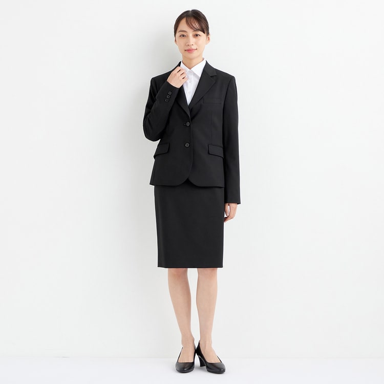 ビジネスから就活まで】洗える ストレッチ 黒無地タイトスカート