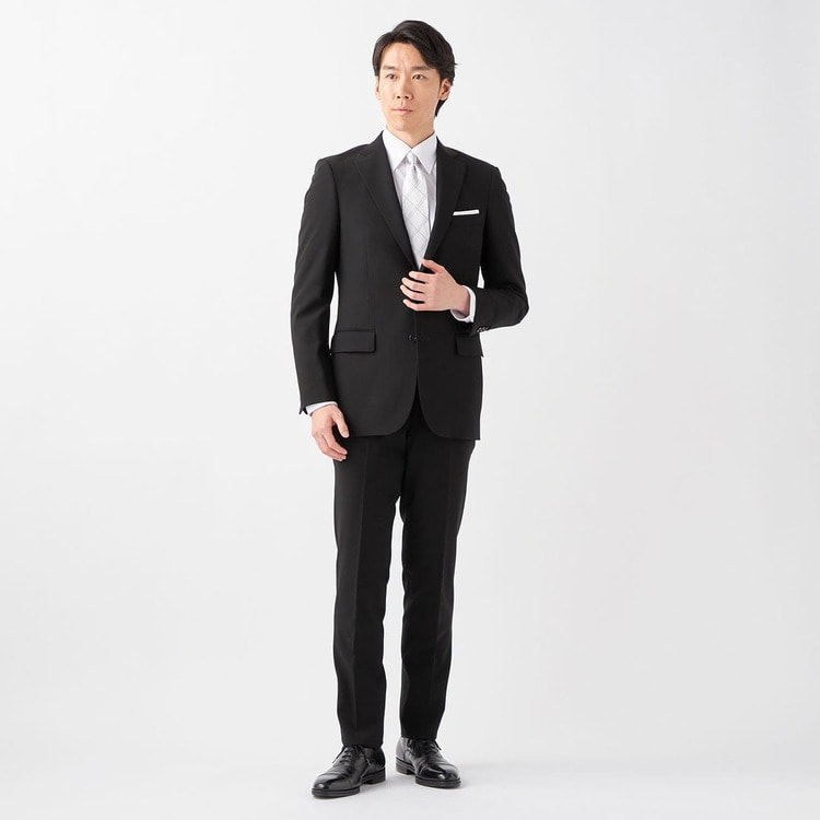 LES MUESスーツ 上下 通年】ナノブラック加工 シングルフォーマルスーツ LES MUES
