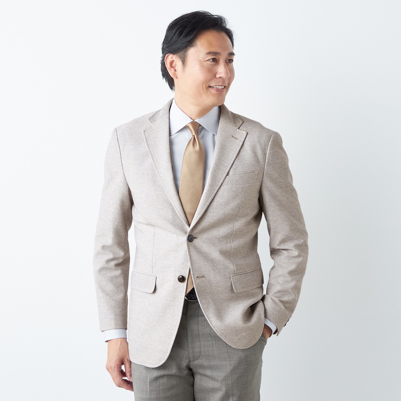 日本製生地 リネンブレンド尾州ニットジャケット LES MUES