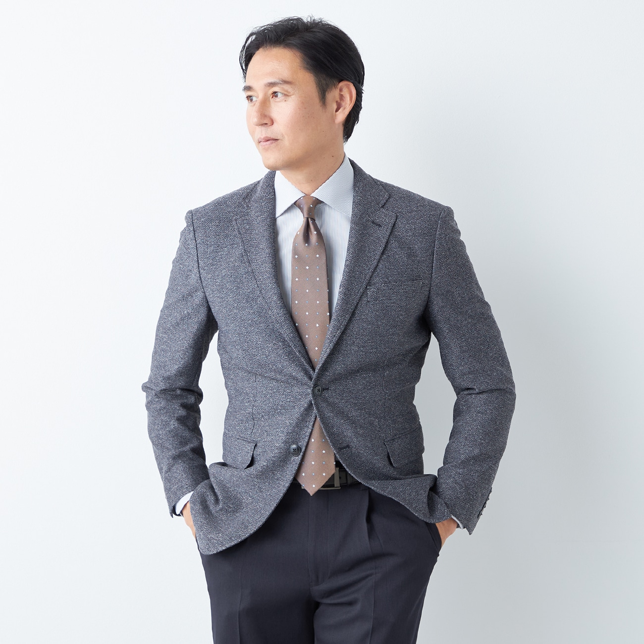 日本製生地 リネンブレンド尾州ニットジャケット LES MUES